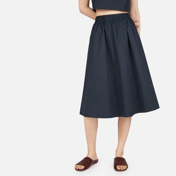 Everlane Navy Clean Cotton Pull-On Skirt *SOLD OUT - Picture 3 of 4